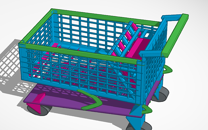 Tinker Cart 3D design Cart-Color full shopping cart - Tinkercad