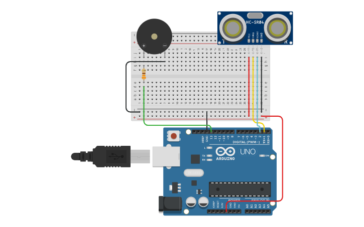 Circuit design Distance Sensor - Tinkercad