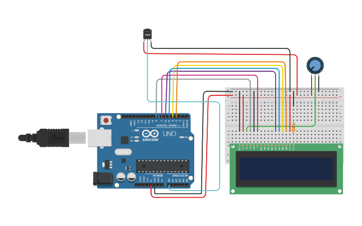 Circuit design LCD LM35 - Tinkercad