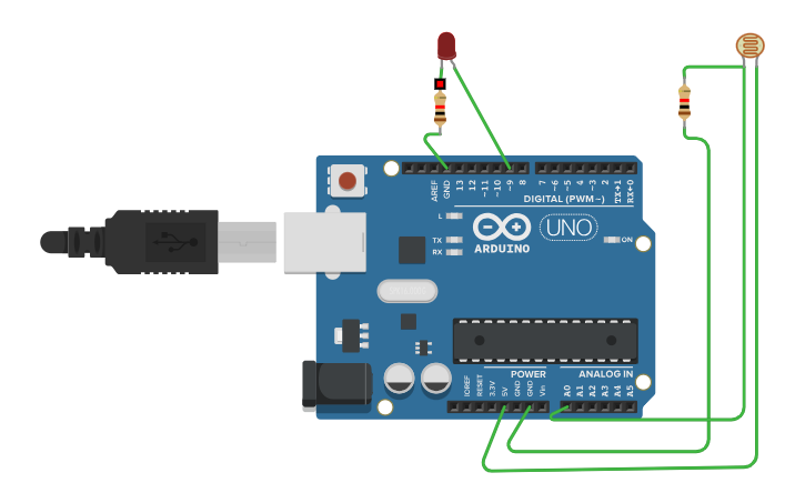 Circuit design Light Sensitive Sensor - Tinkercad