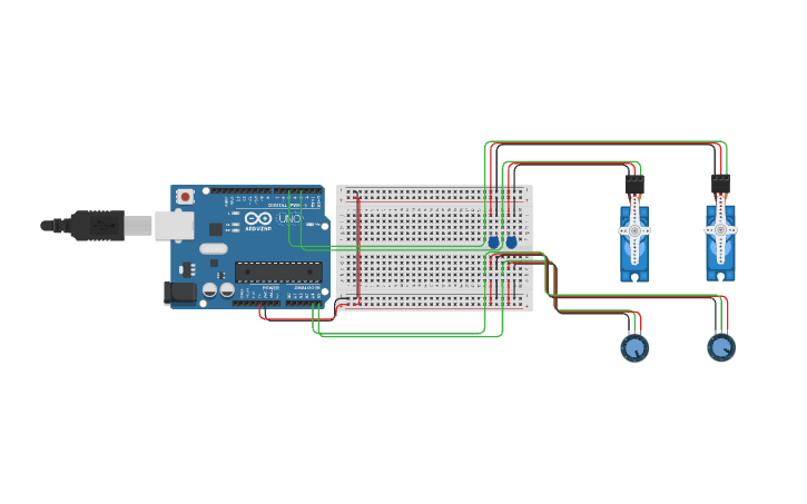 Circuit design Potentiometer Servo Control - Tinkercad