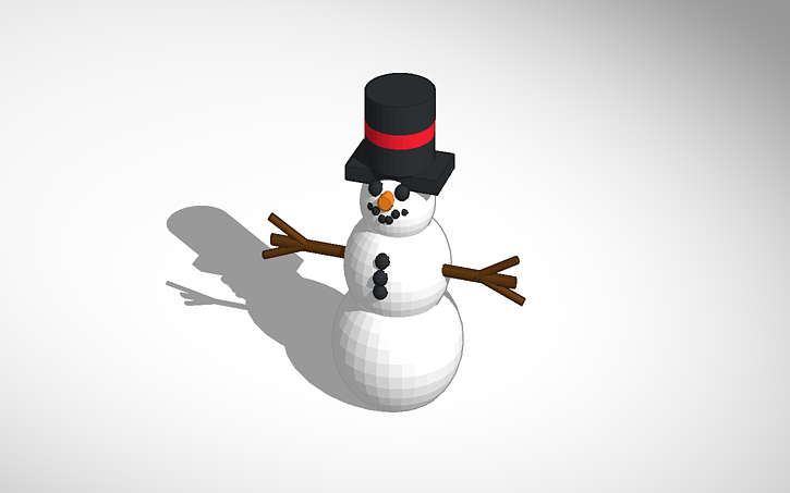 3D design snowman with hat - Tinkercad