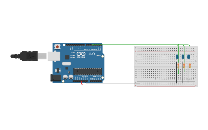 Circuit design 3 bit binary counter - Tinkercad