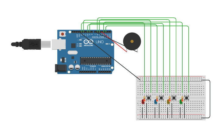 Color Memory Game Microcontroller Project Circuit design How to make a Nice Memory Game by Arduino - Tinkercad