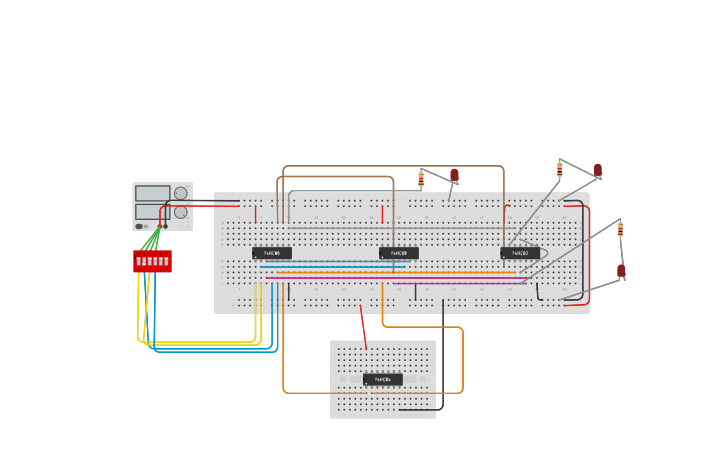Circuit design 2-bit-comparator - Tinkercad