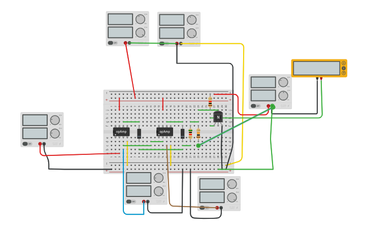 Circuit design OP-AMP AS WINDOW COMPARATOR - Tinkercad