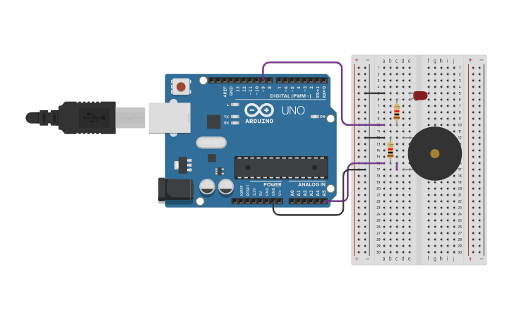 Circuit design Project 13 - Piezo Knock Sensor - Tinkercad