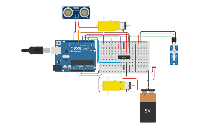 Circuit design Robot Laberinto - Tinkercad