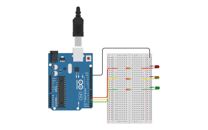Circuit design Traffic Light Controller - Tinkercad