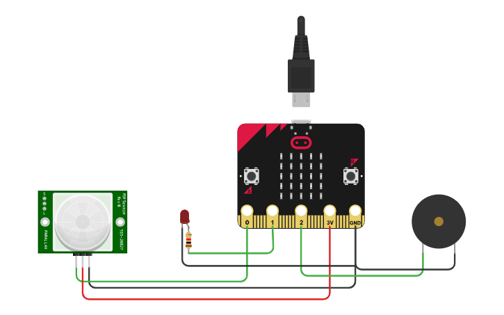 Circuit design Microbit Burglar Alarm using PIR by Seyara - Tinkercad
