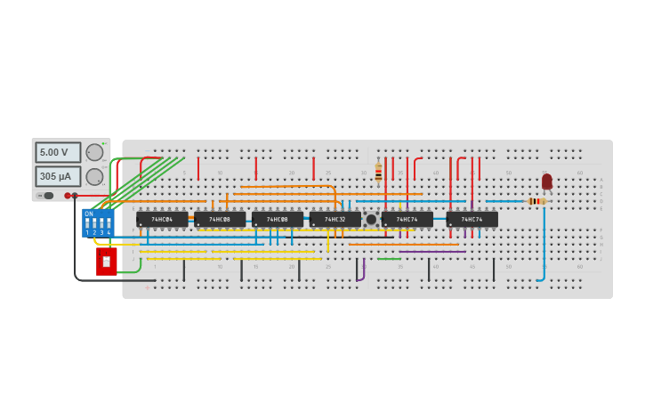 Circuit design PISO Shift Register - Tinkercad