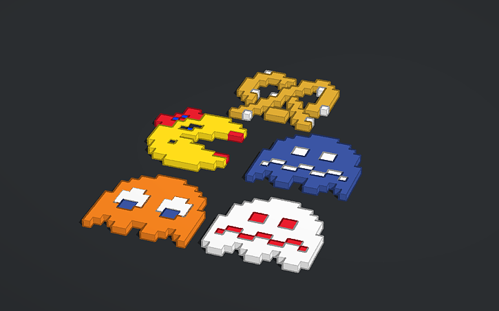 3D design ms. pac man sprites - Tinkercad