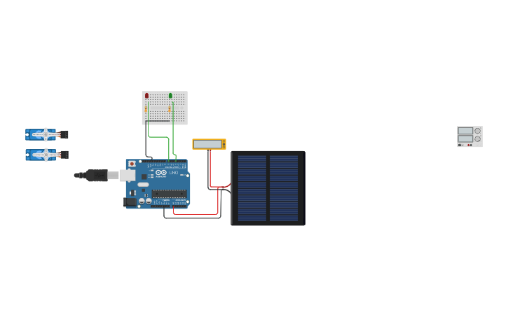 Circuit design Monitoring solar panel - Tinkercad