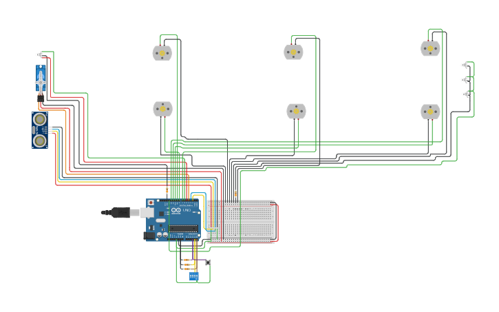 Circuit design car wash automatizado - Tinkercad