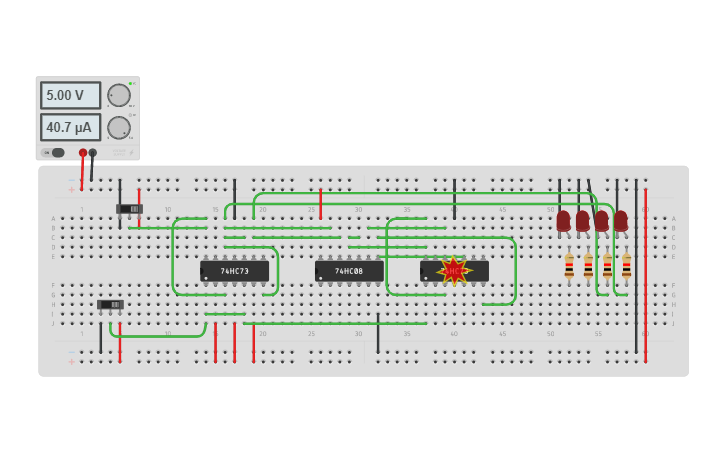 Circuit design 3 - bit synchronous up counter - Tinkercad