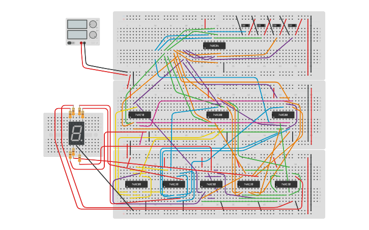 Circuit design Copy of BCD to 7 Segment Display - Tinkercad