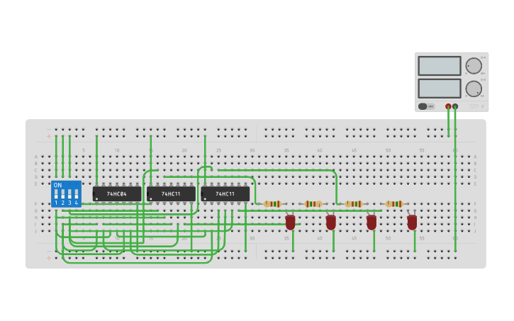 Circuit design 1:4 DEMUX - Tinkercad