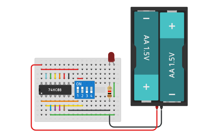 Circuit design 74HC08 - Tinkercad