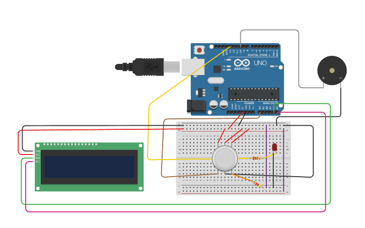 Circuit design Gas Detector - Tinkercad