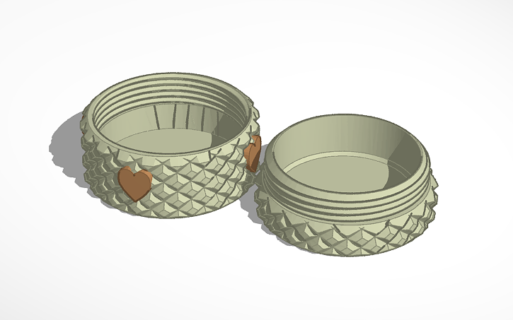3D design Round Box With Hearts - Tinkercad
