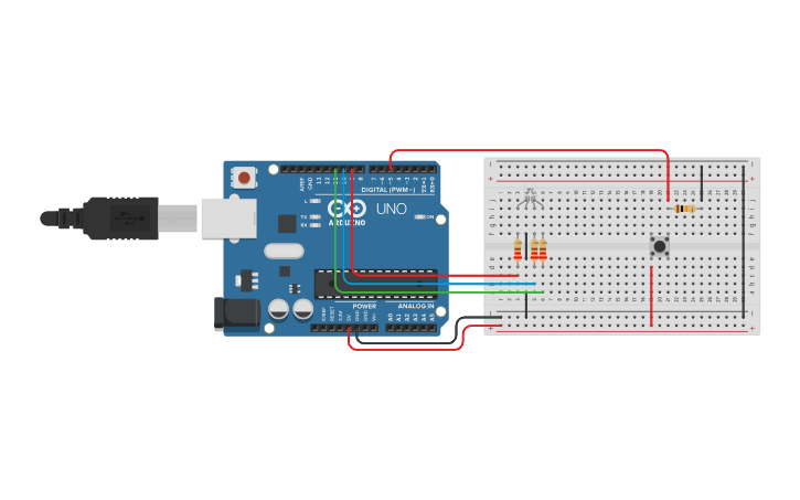 Circuit design butonlu RGB - Tinkercad