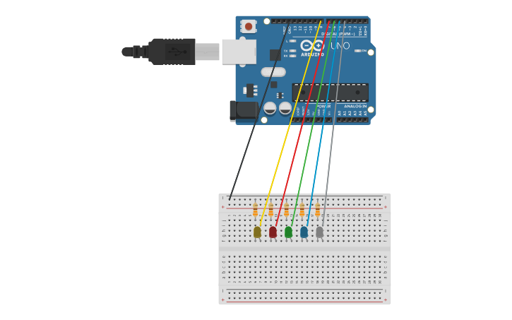 Circuit design IOT Looping Led Rainbow - Tinkercad