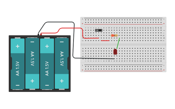 Circuit design led ON - Tinkercad