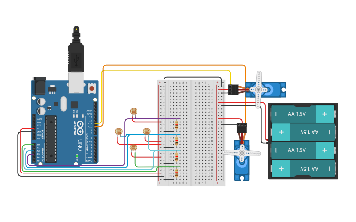 Circuit design Individual Project - Light Tracking Turret - Tinkercad