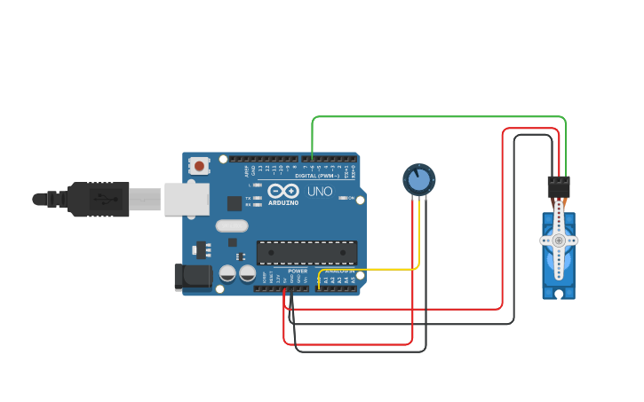 Circuit design servo motor using potentiometer - Tinkercad