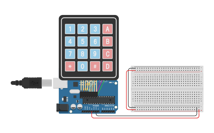 Keypad Project Design Circuit design Keypad - Tinkercad