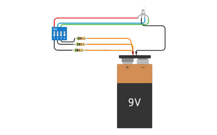 Circuit design rgb led switch - Tinkercad
