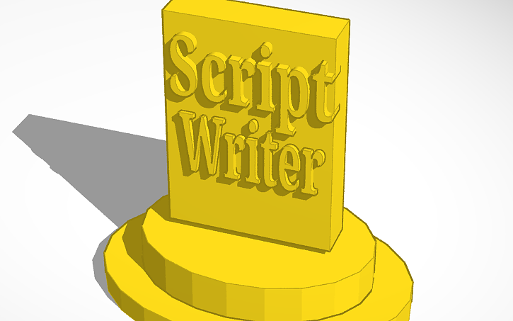 Trophy Script 3D design Script Writer Trophy - Tinkercad