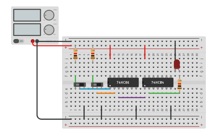Circuit design Ex-NOR - Tinkercad