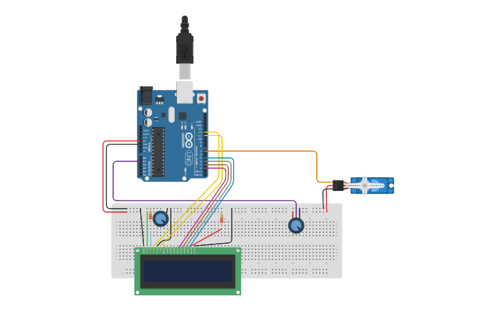 Circuit design servo con potenziometro e lcd - Tinkercad