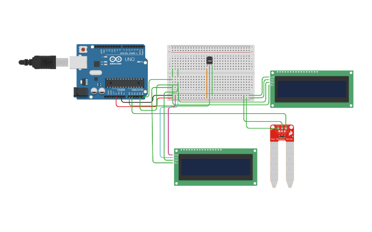 Circuit design SENSOR DE TEMPERATURA LCD I2C - Tinkercad