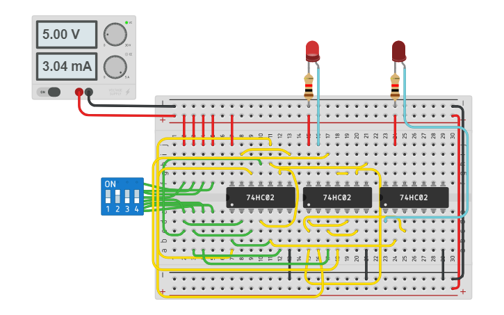 Circuit design Full Adder using NOR Gate - Tinkercad
