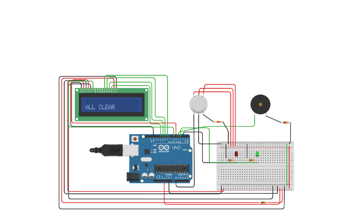 Circuit design Gas Detector - Tinkercad