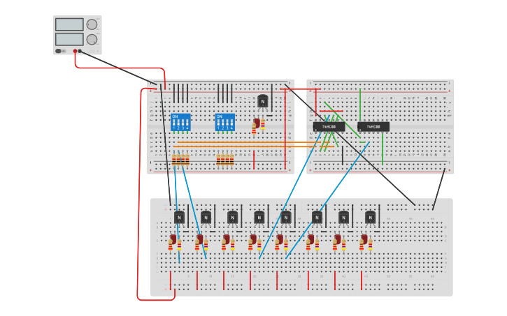 Circuit design XOR XNOR - Tinkercad