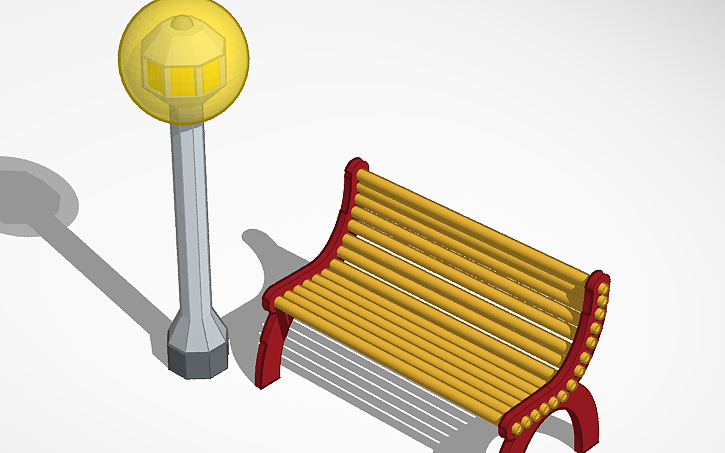 3D design STREETLIGHT & BENCH - Tinkercad