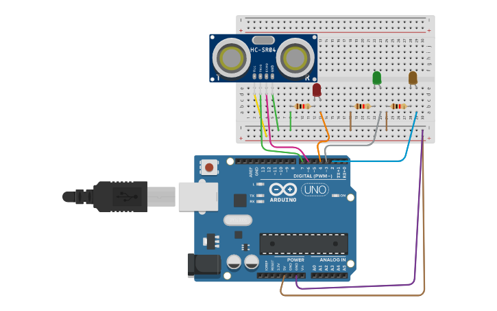 Circuit design distance sensor - Tinkercad