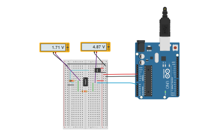 Circuit design Simple Temperature Sensor - Tinkercad