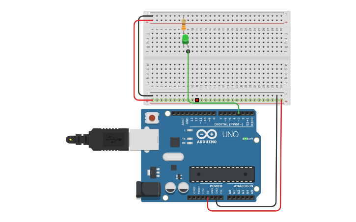 Circuit design Blinking LED - Tinkercad
