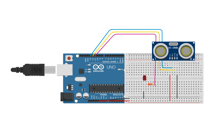 Circuit design Sensor with LED - Tinkercad