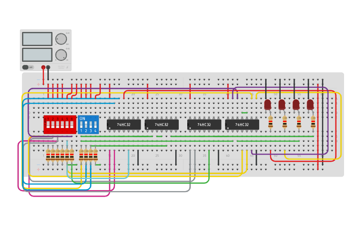 Circuit design Encoder 10 to 4 - Tinkercad