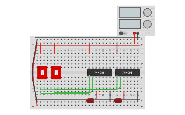 Circuit design Half Adder - Tinkercad