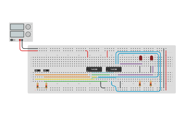 Circuit design HALF ADDER USING NAND GATE - Tinkercad