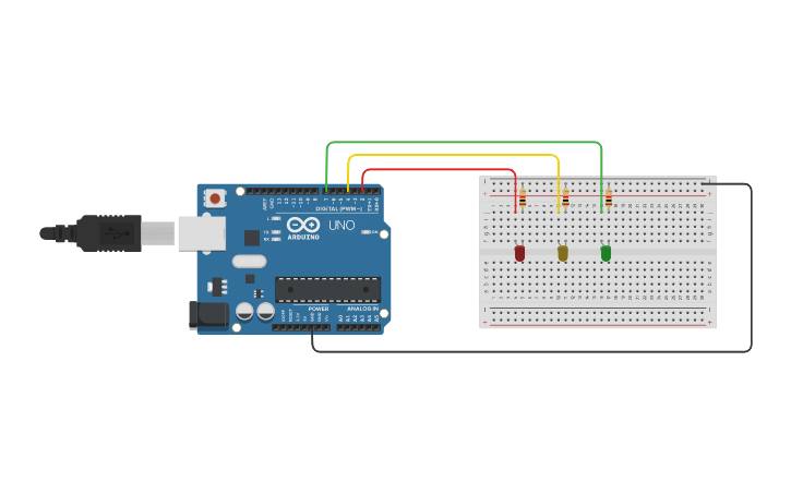 Circuit design blinking lights - Tinkercad