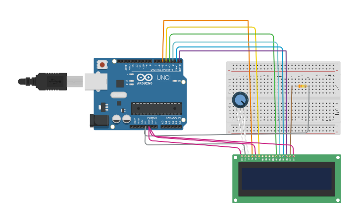 Circuit design LCD Display Interfacing with Arduino - Tinkercad