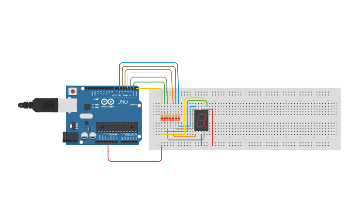 Circuit design LED 7 segment - Tinkercad