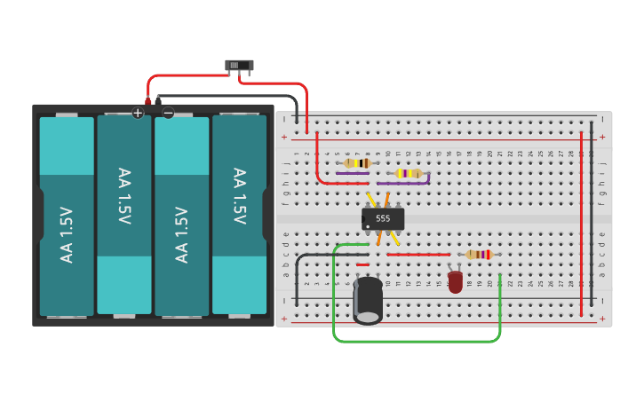 Circuit design blinking led circuit - Tinkercad